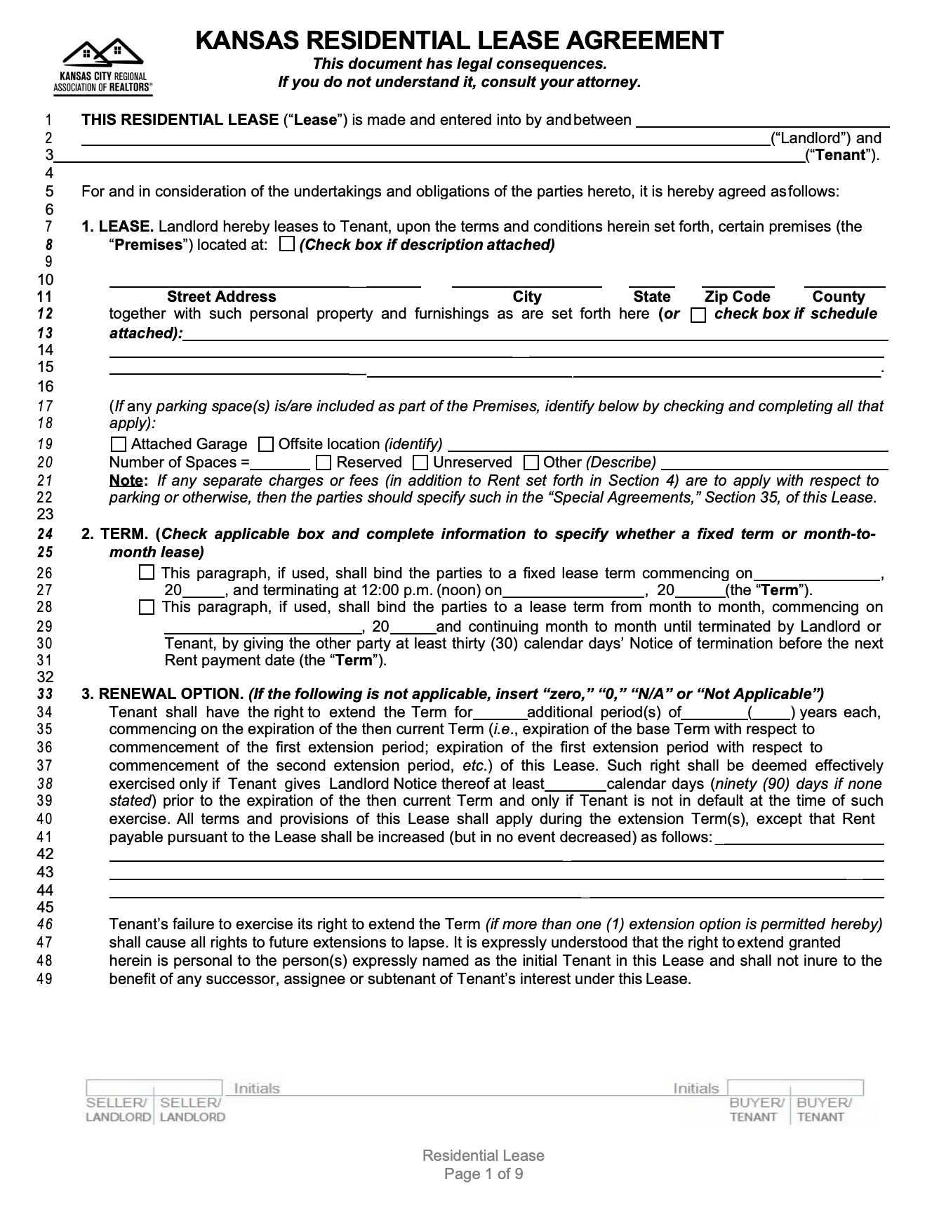 Free Kansas Rental Lease Agreement Templates PDF WORD RTF