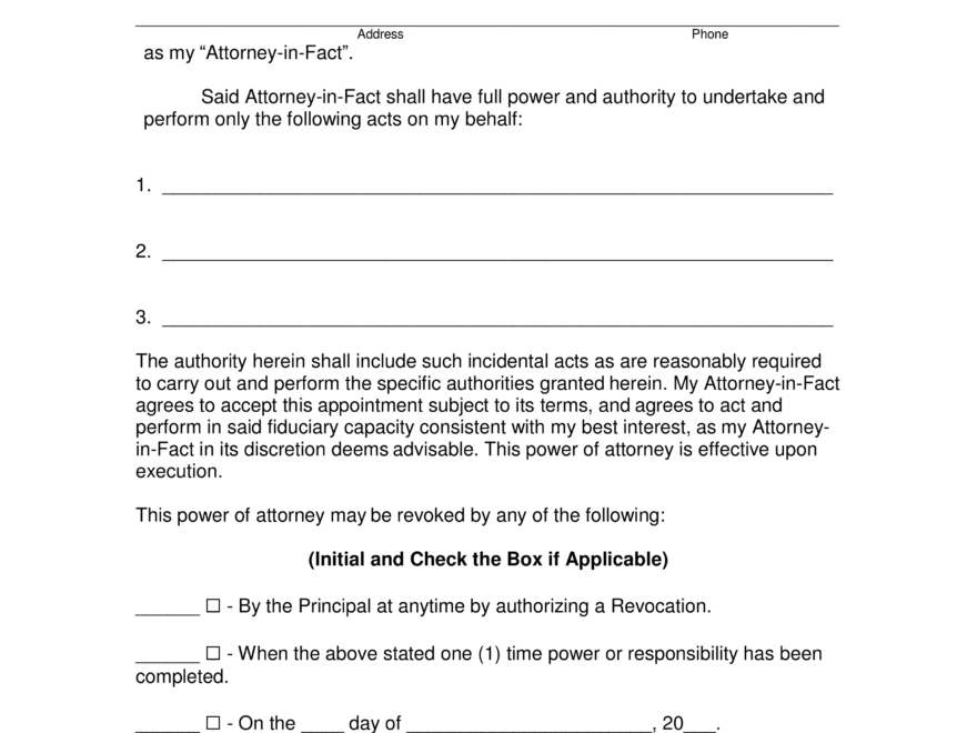 Free Limited Special Power Of Attorney Form PDF Word EForms
