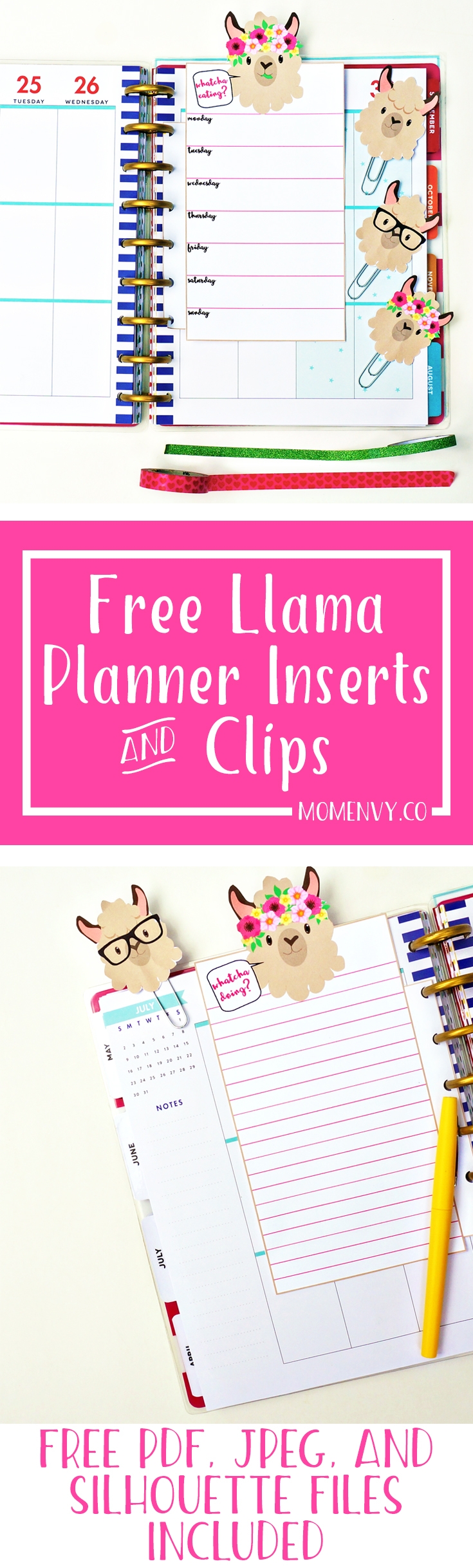 Free Llama Planner Inserts Planner Clips Free Planner Accessories