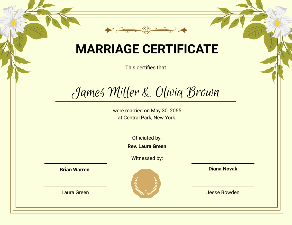 Free Marriage Certificate Template To Edit Online