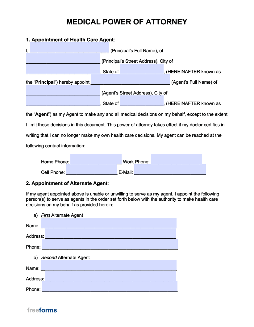 Medical Power Of Attorney Texas Form Printable