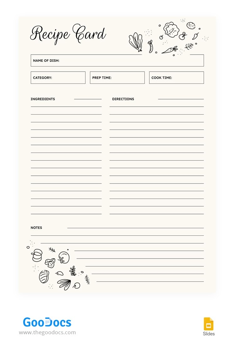 Printable Recipe Template Full Page