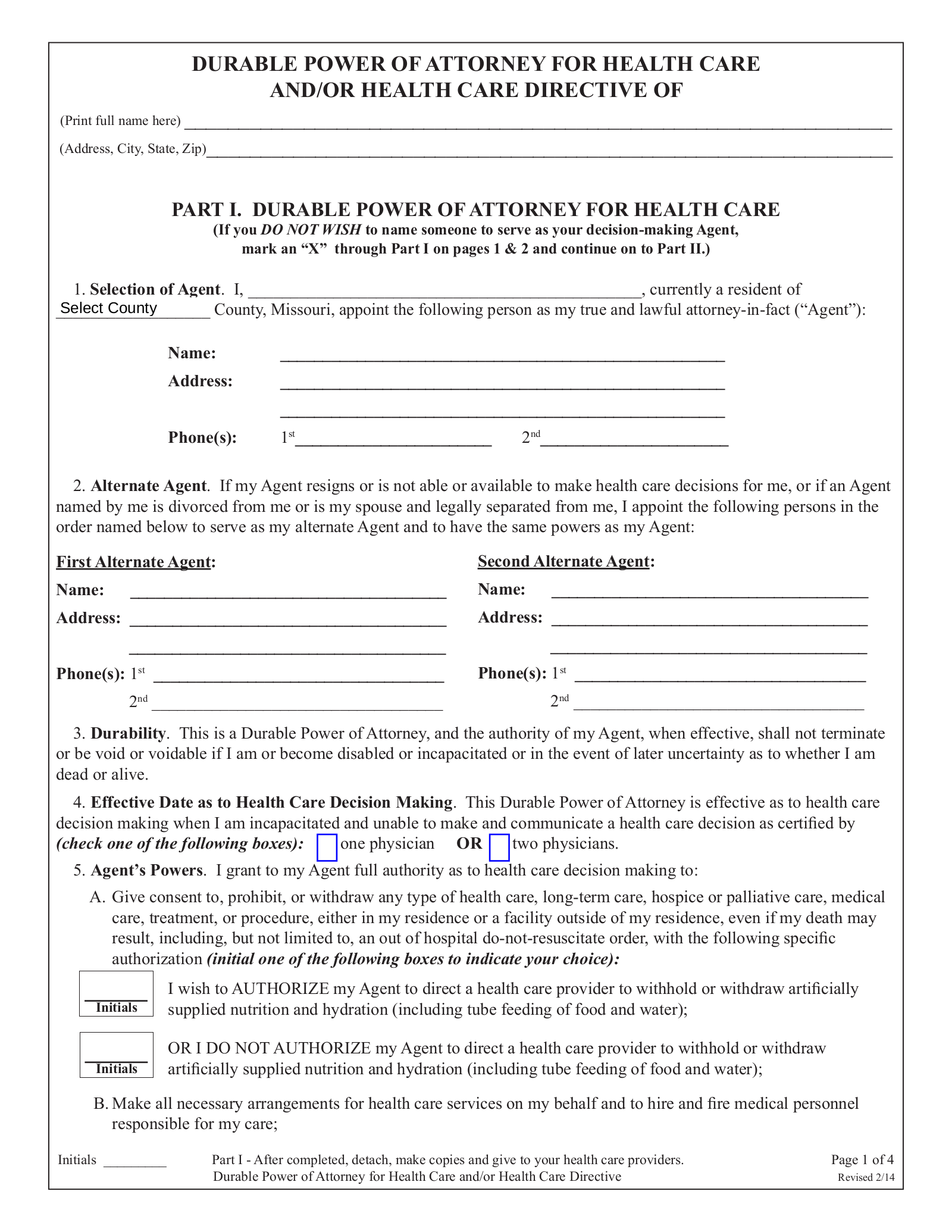 Free Printable Missouri Power Of Attorney Forms Online