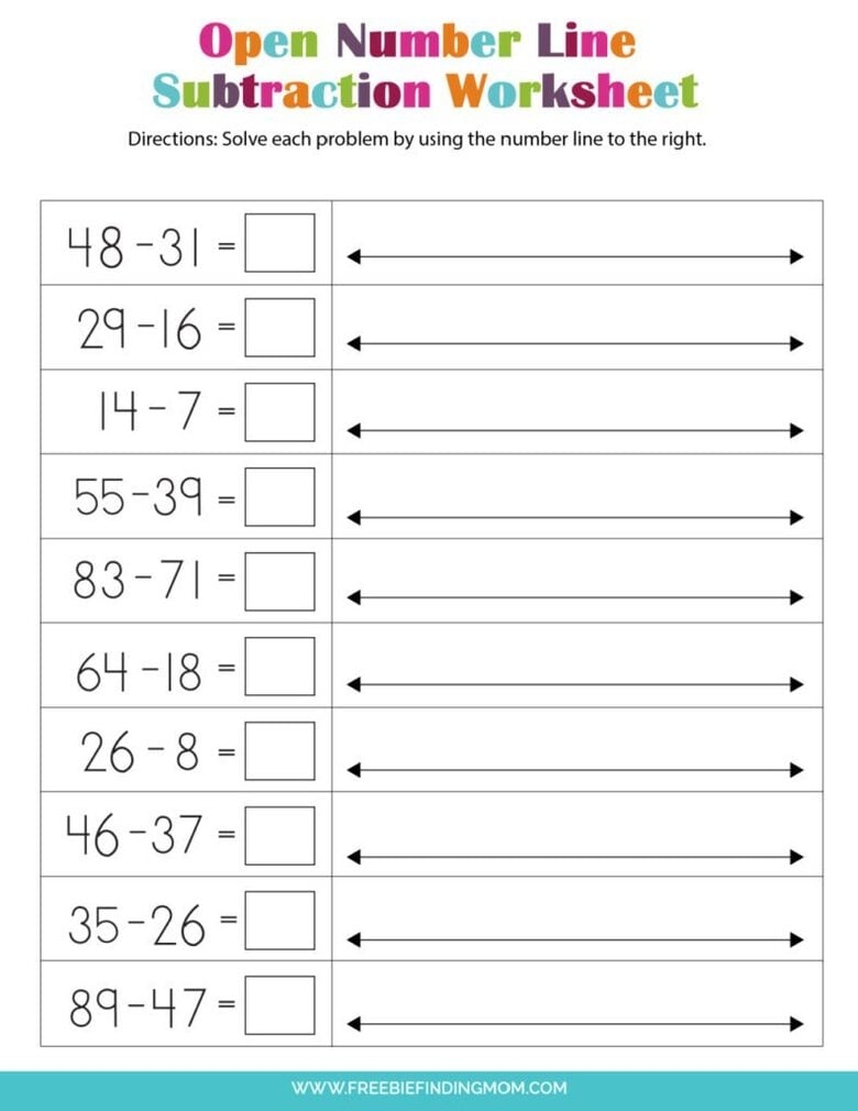 Free Open Number Lines Addition And Subtraction Printables