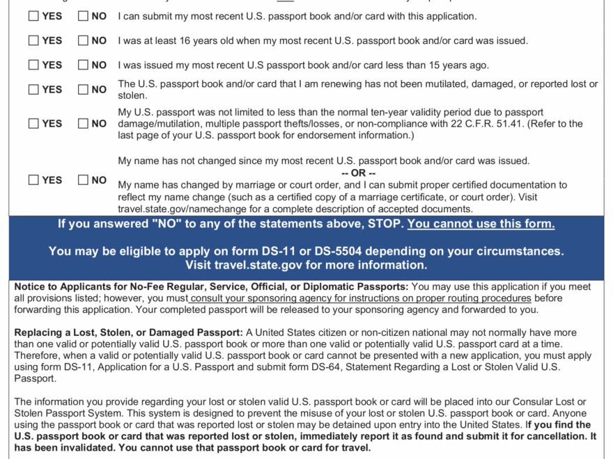 Free Passport Renewal Application Form DS 82 PDF EForms