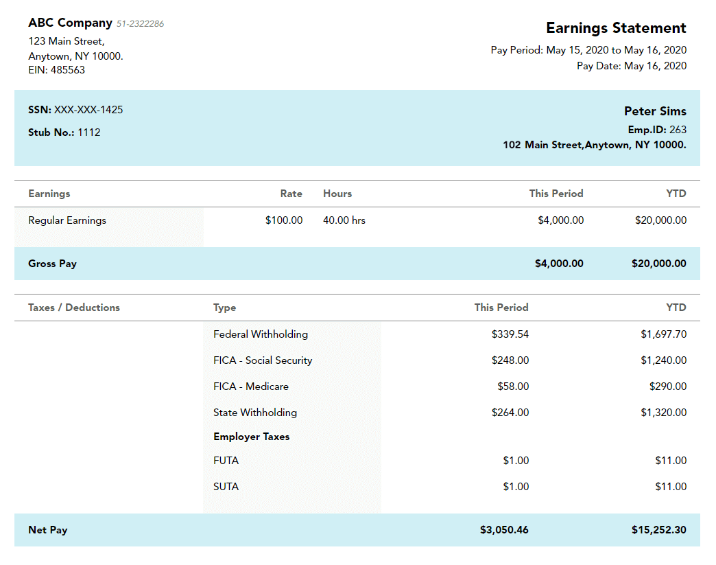 Free Pay Stub Templates Sample Paystubs Online 123PayStubs