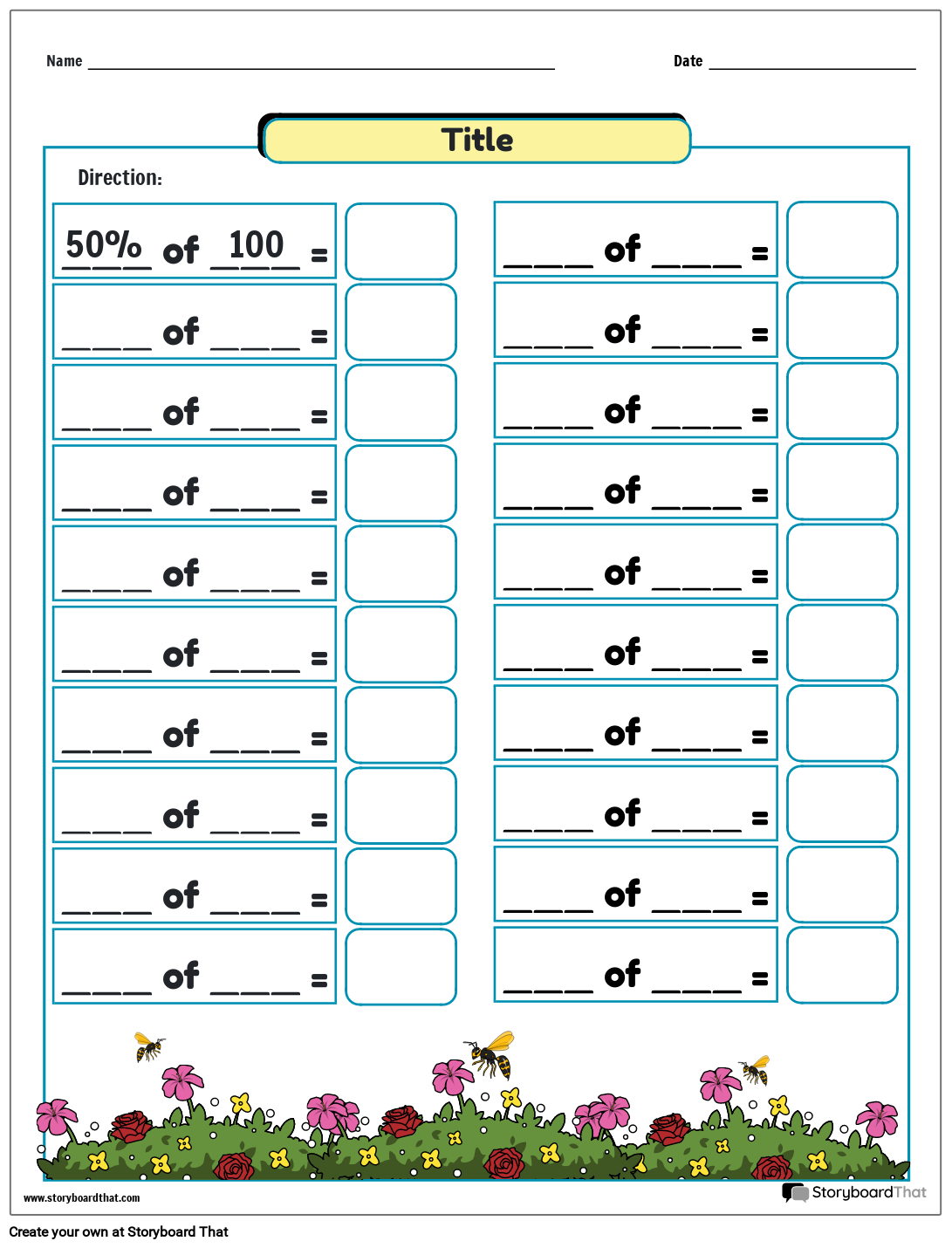 Free Percent Worksheets Create Yours With Storyboard That