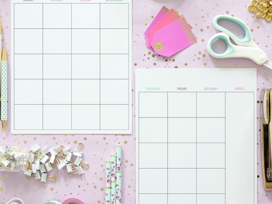 Free Printable 2 Page Blank Monthly Calendar 2025