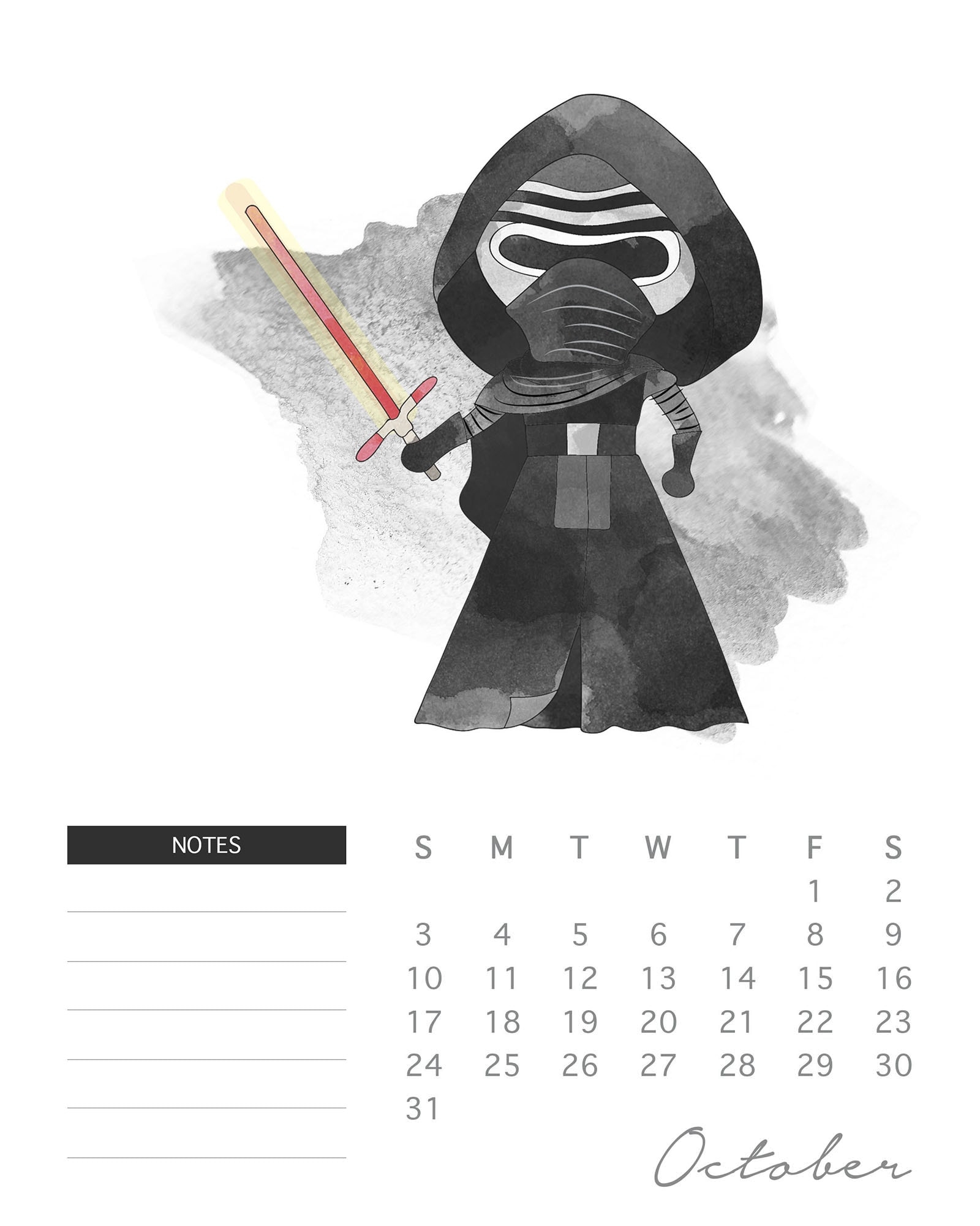Star Wars Printable Calendar