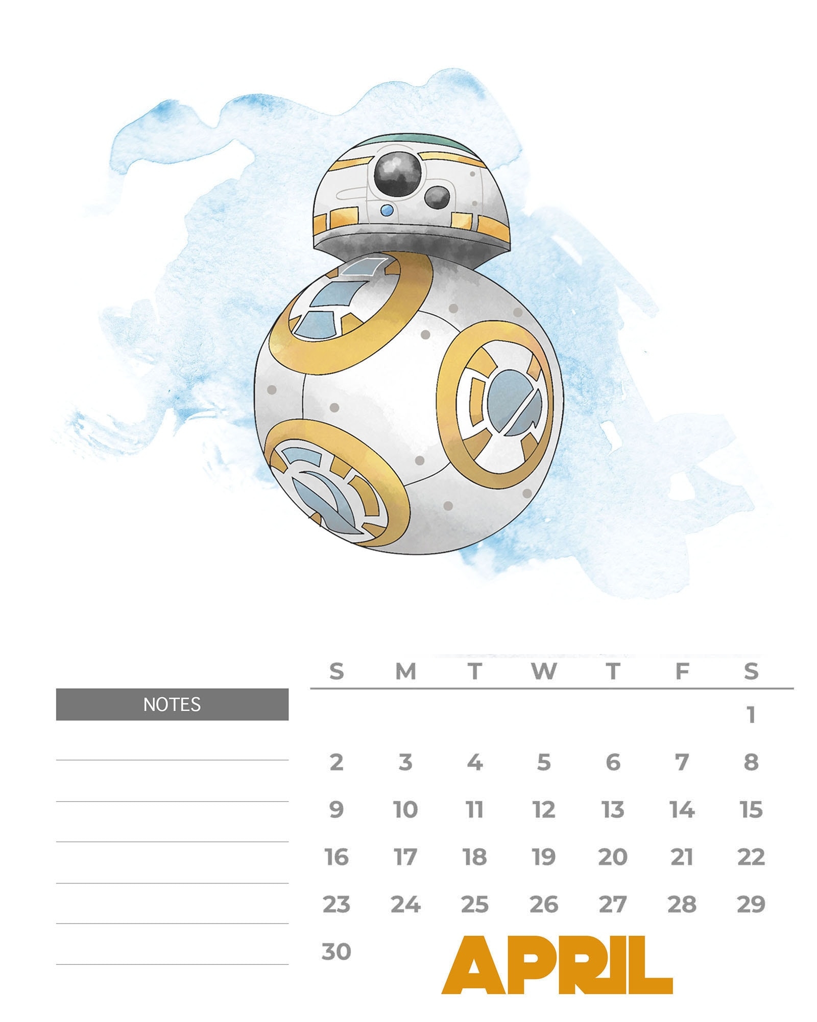 Free Printable 2023 Star Wars Calendar The Cottage Market
