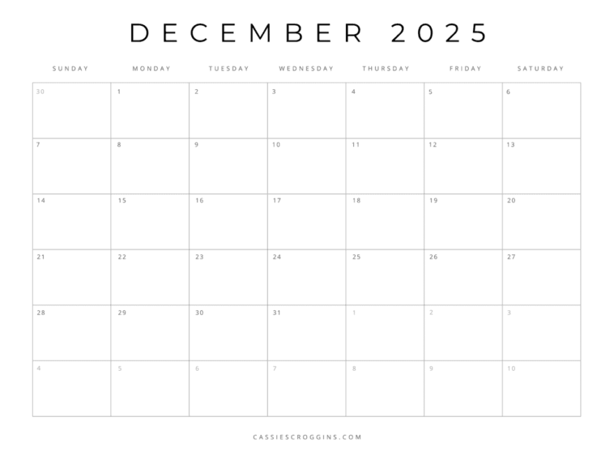 Free Printable 2025 Blank Calendar Templates All 12 Months