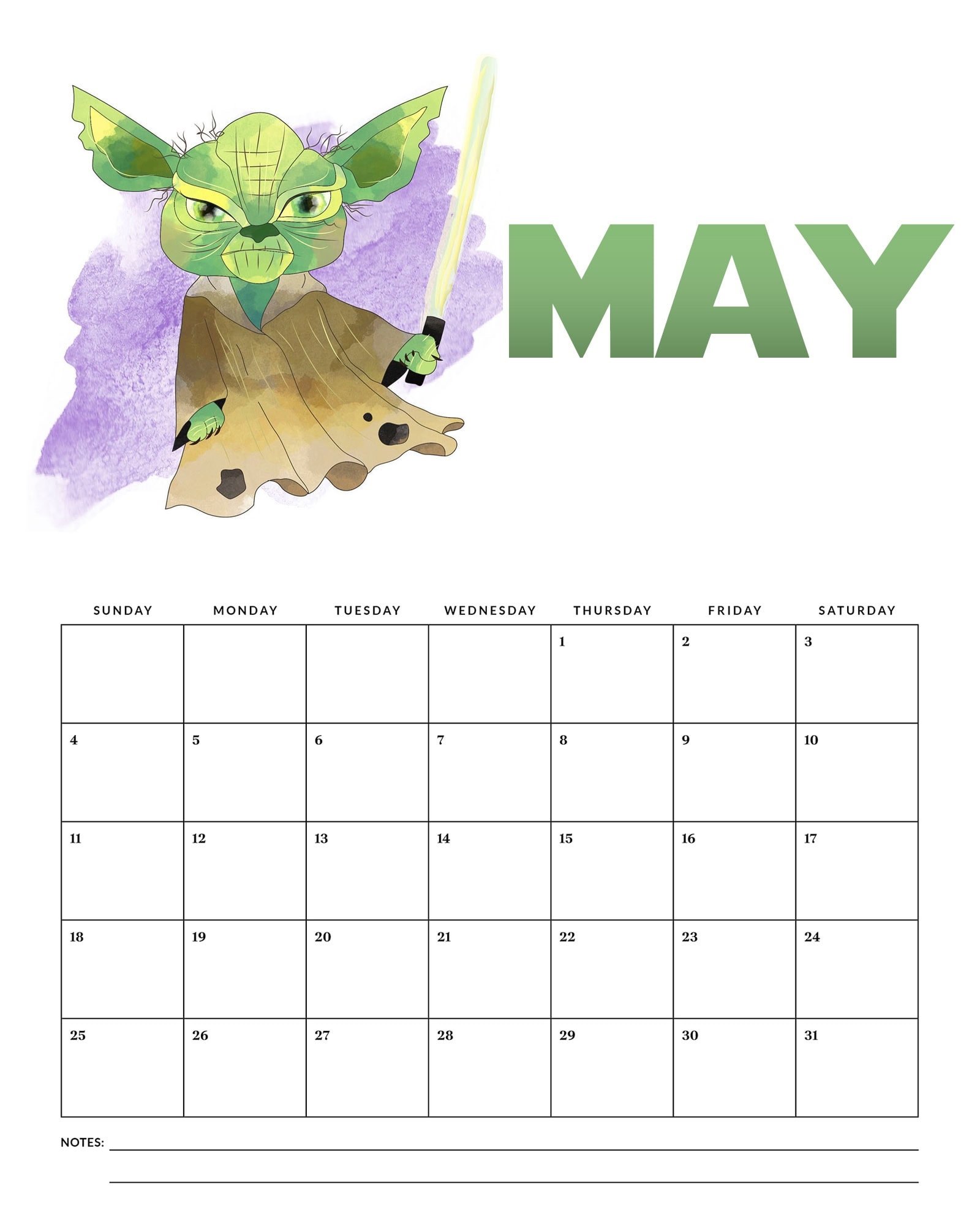 Free Printable 2025 Star Wars Calendar The Cottage Market