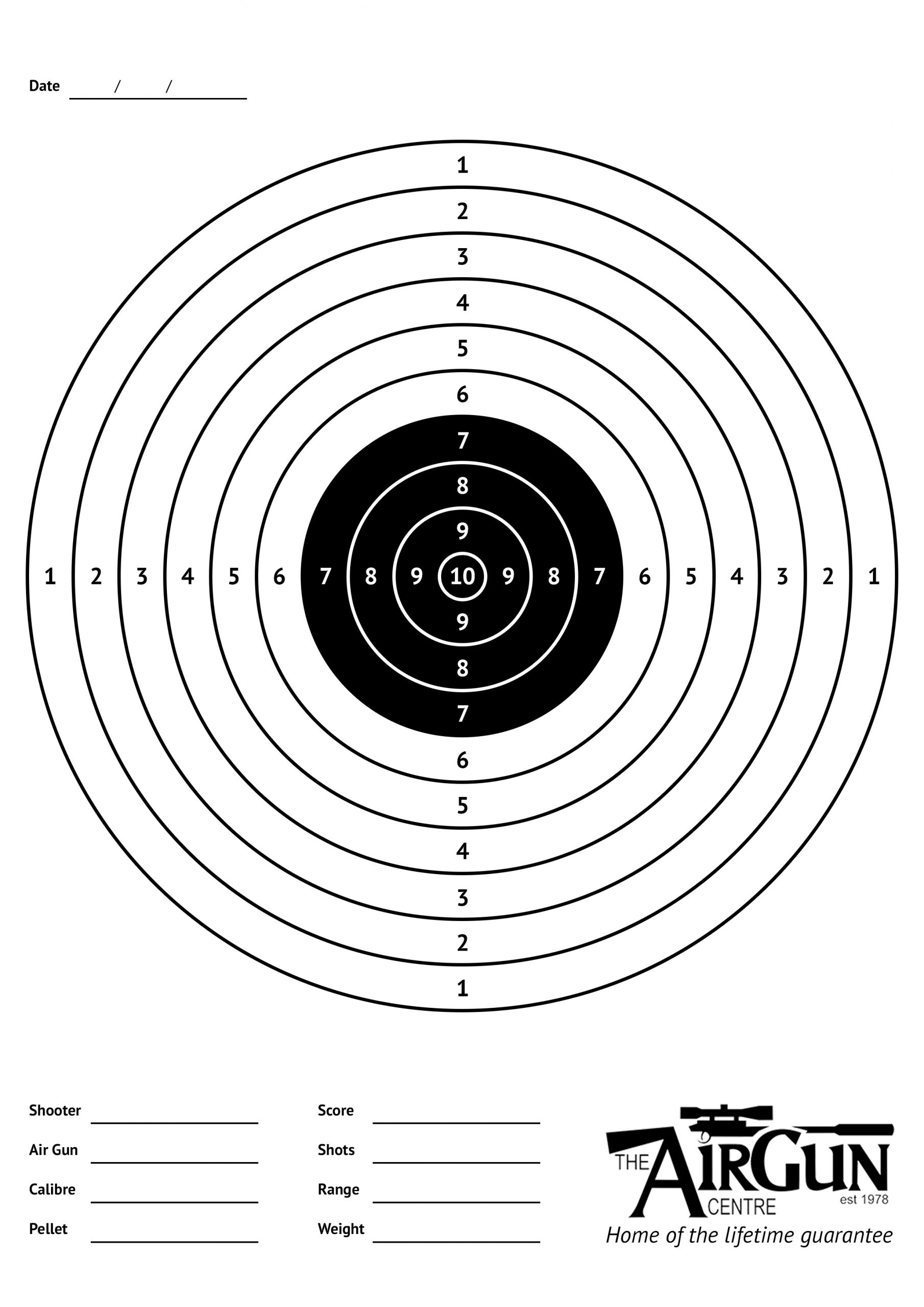 Free Printable Air Rifle Targets A4 17cm 14cm The Airgun Centre