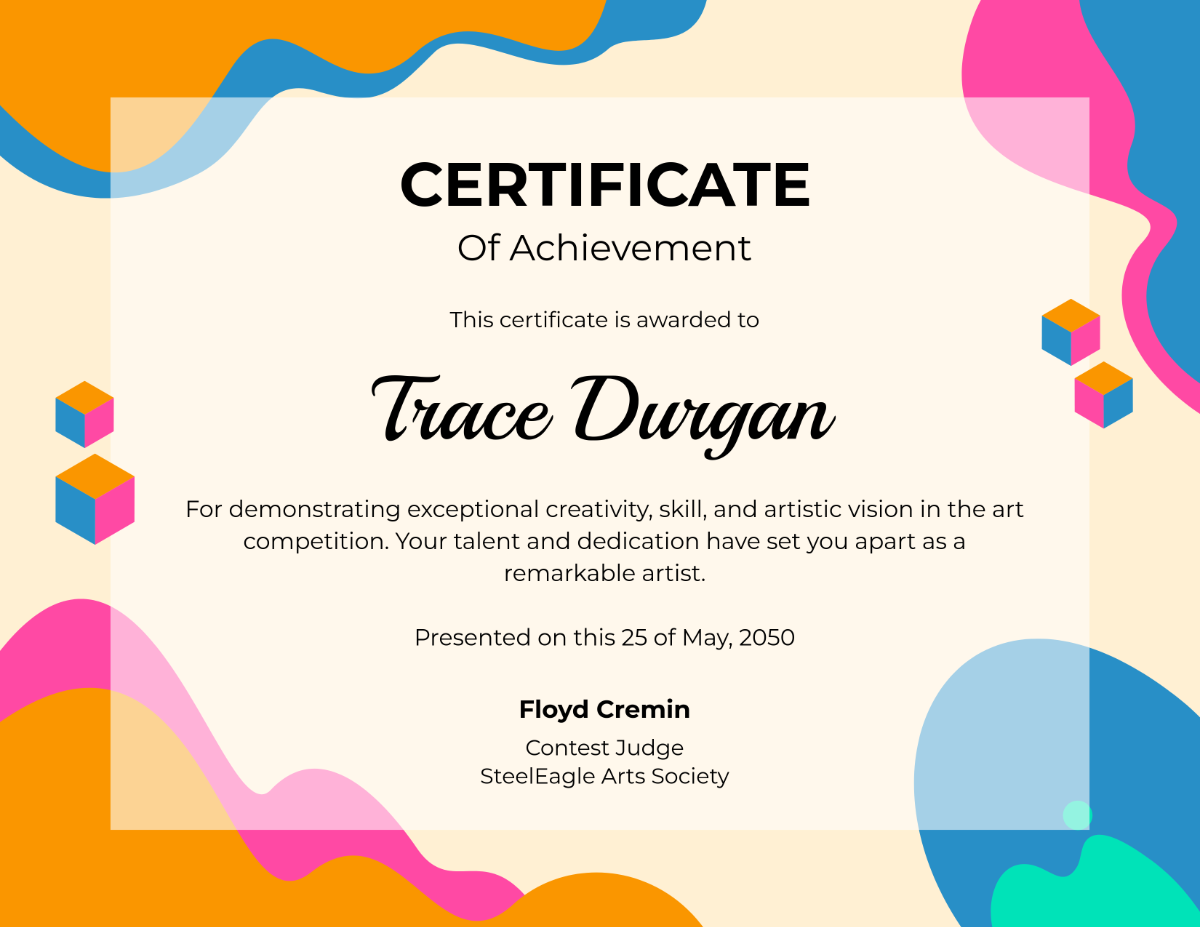 Free Printable Art Certificate Templates To Customize Online