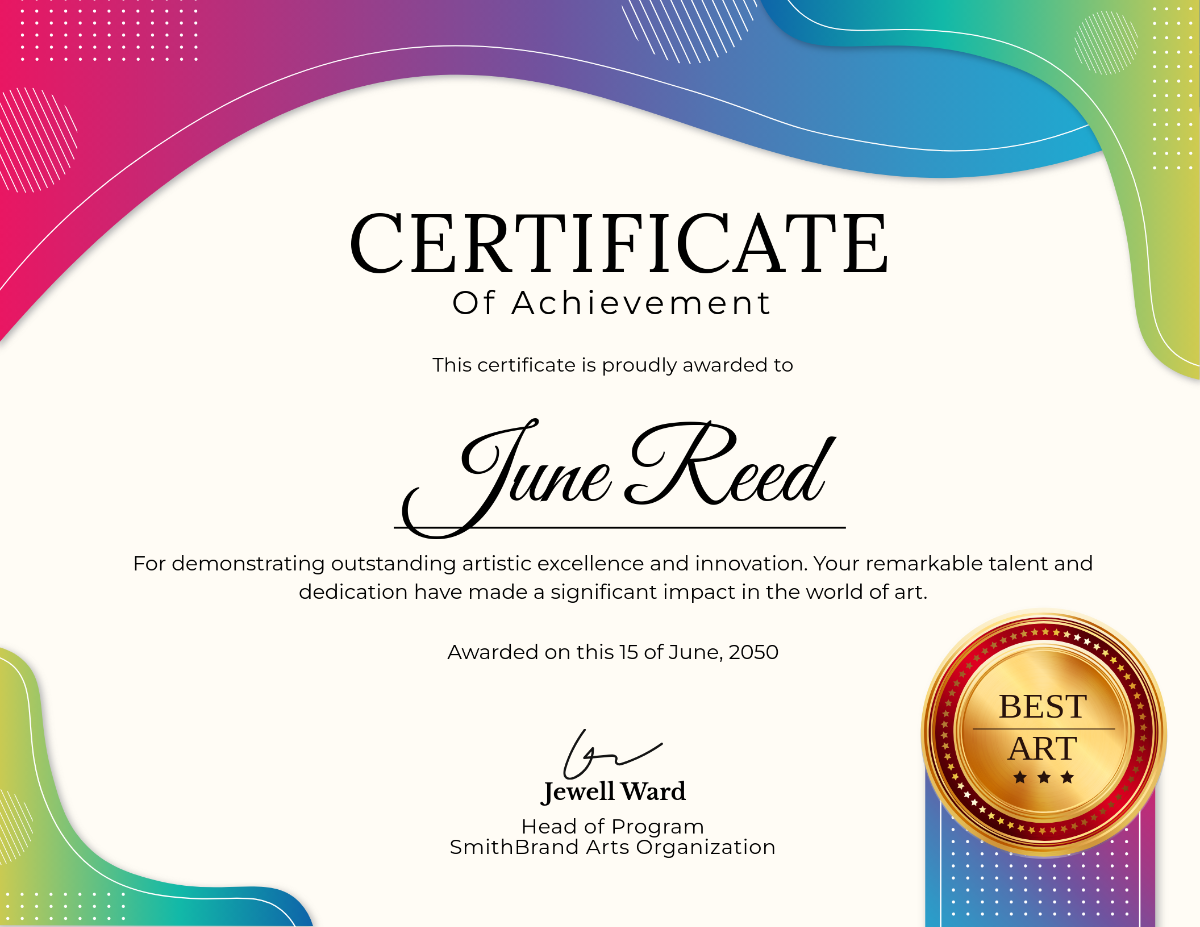 Free Printable Art Certificate Templates To Customize Online