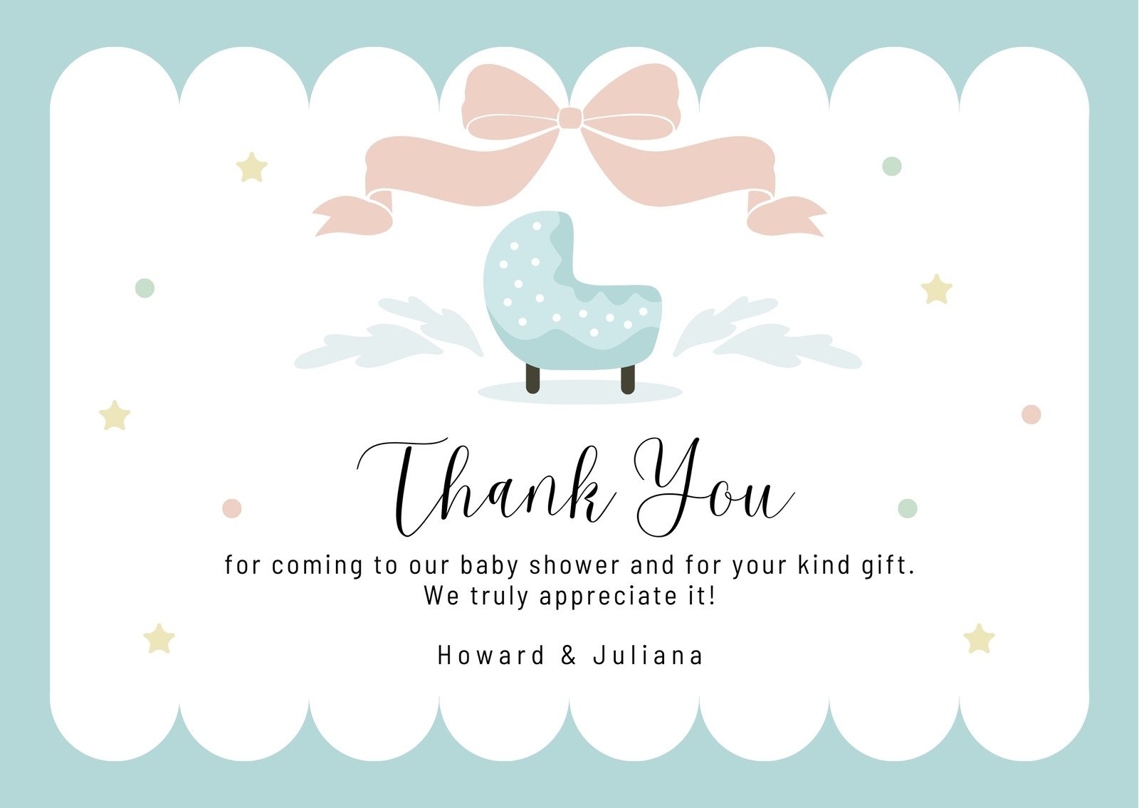 Free Printable Baby Shower Thank You Card Templates Canva