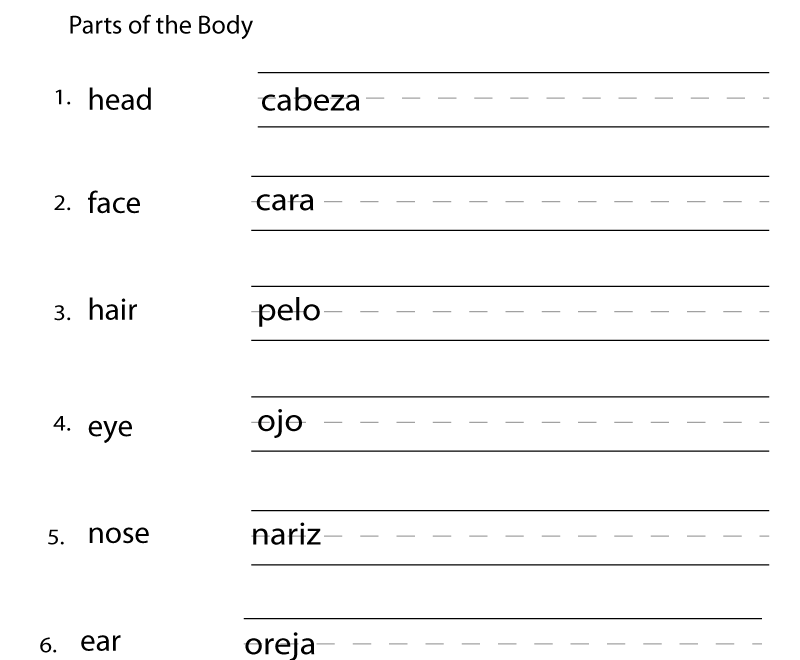 Free Printable Beginning Spanish Worksheet