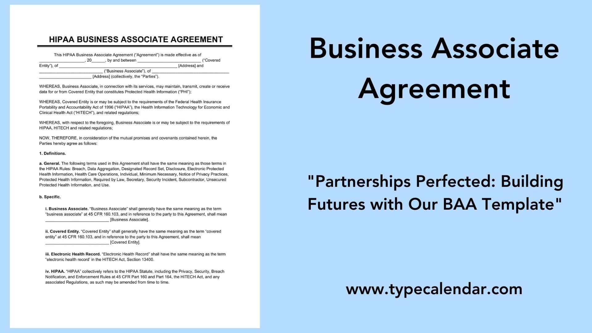 Free Printable Business Associate Agreement BAA Templates Word 