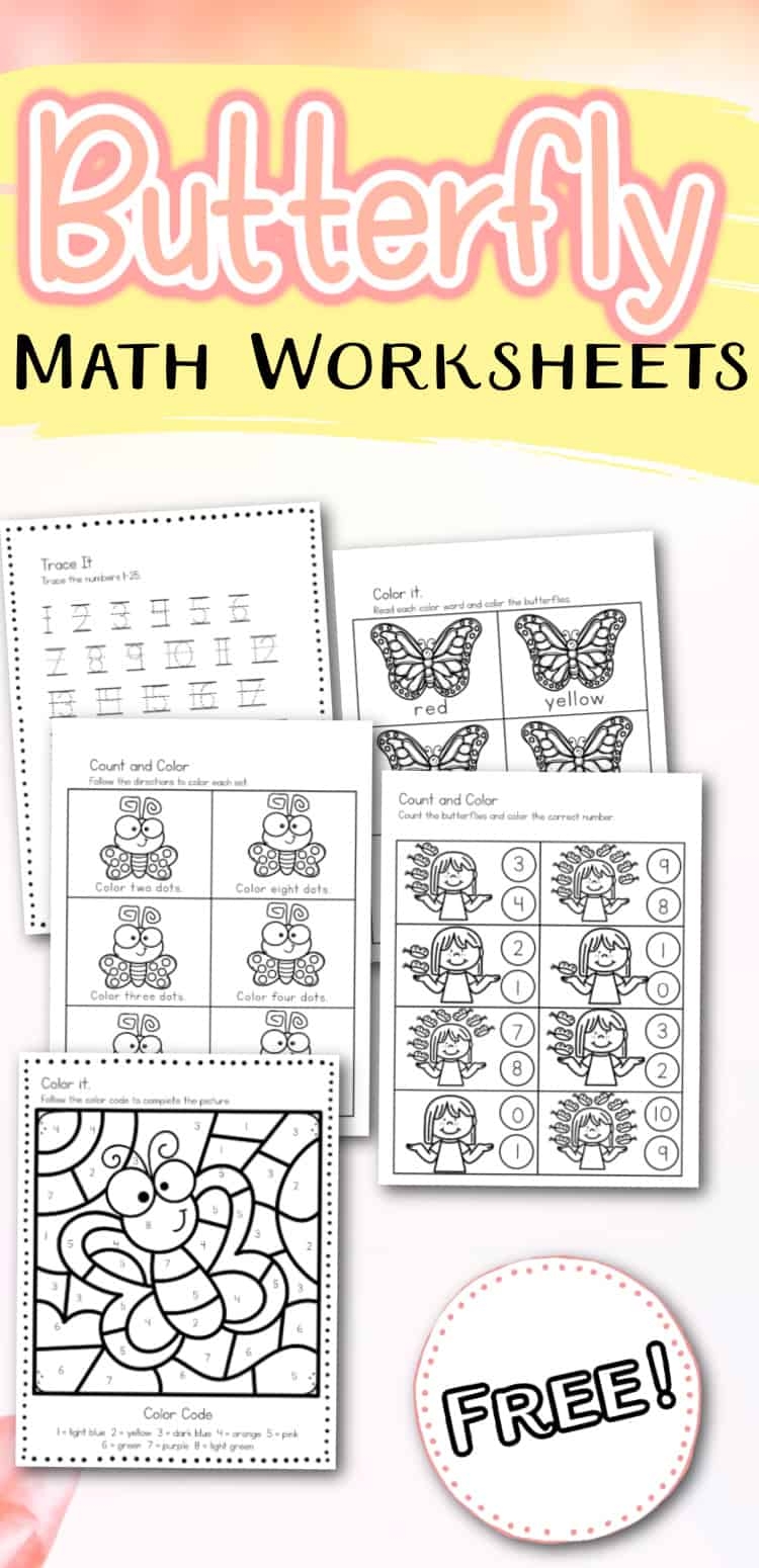 Caterpillars And Butterflies Math Worksheet Free Printable