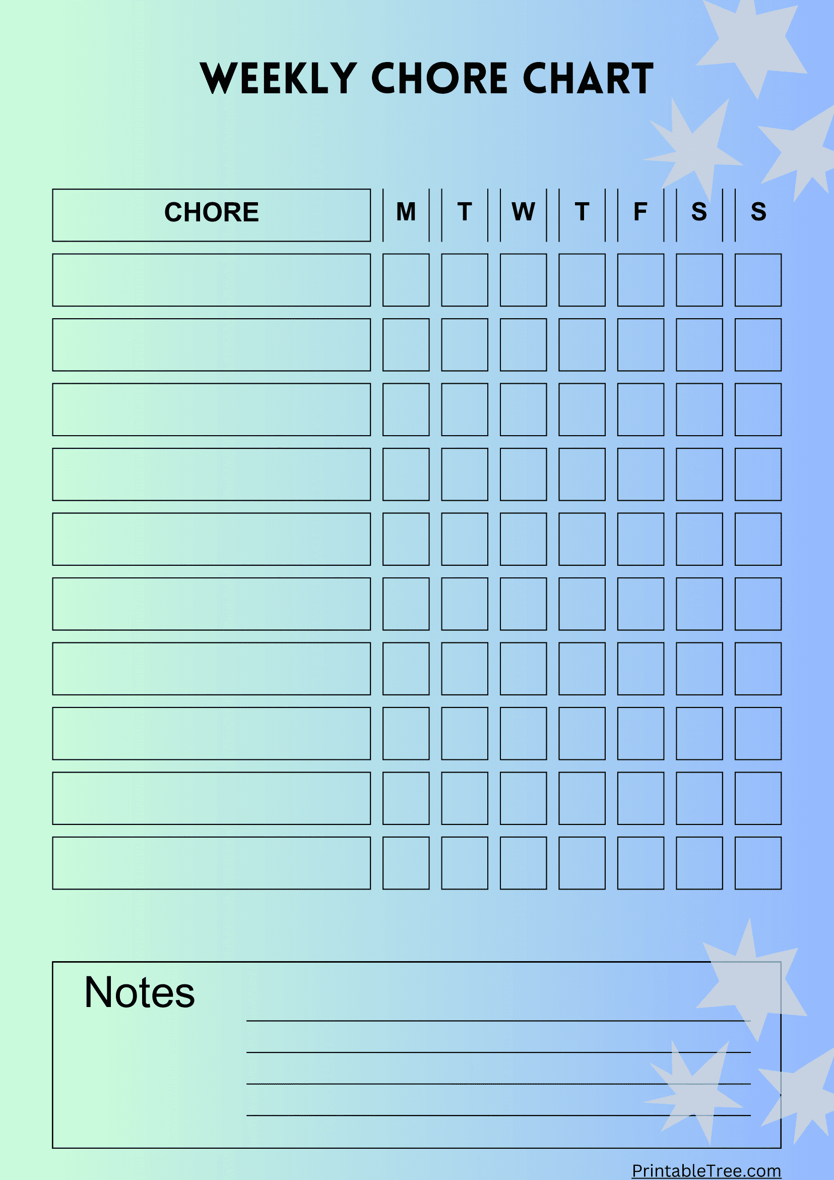 Non-Downloadable Free Chore Chart Printables