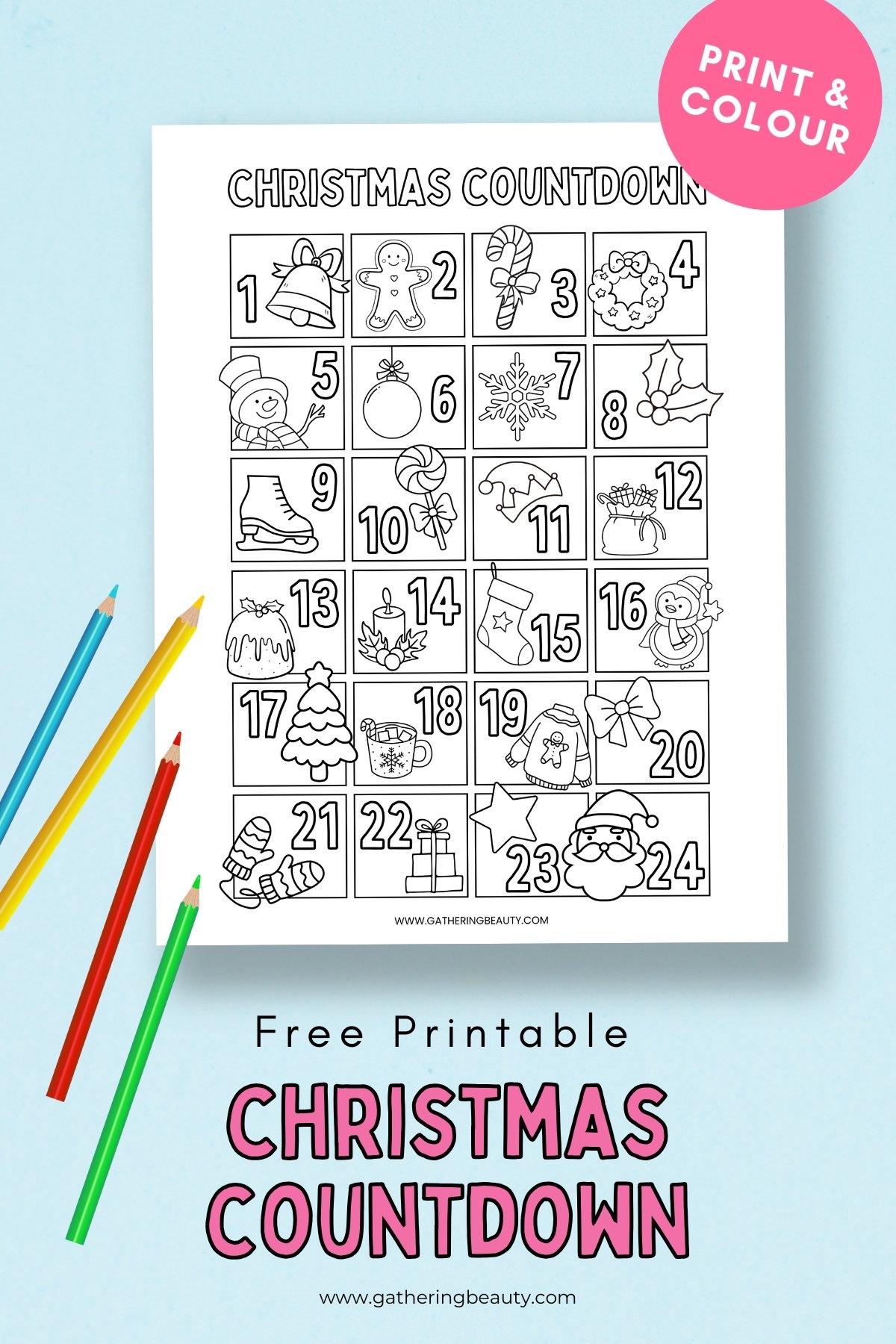 Advent Calendar Countdown Printable