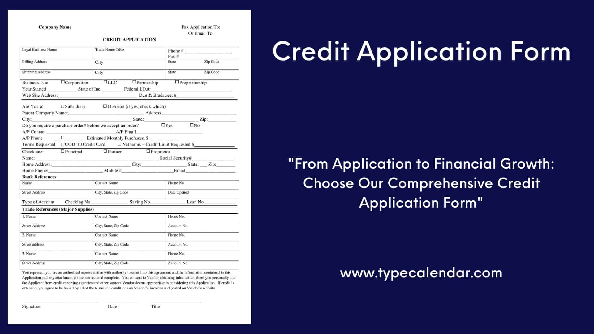 Free Printable Credit Application Form Templates PDF Word 