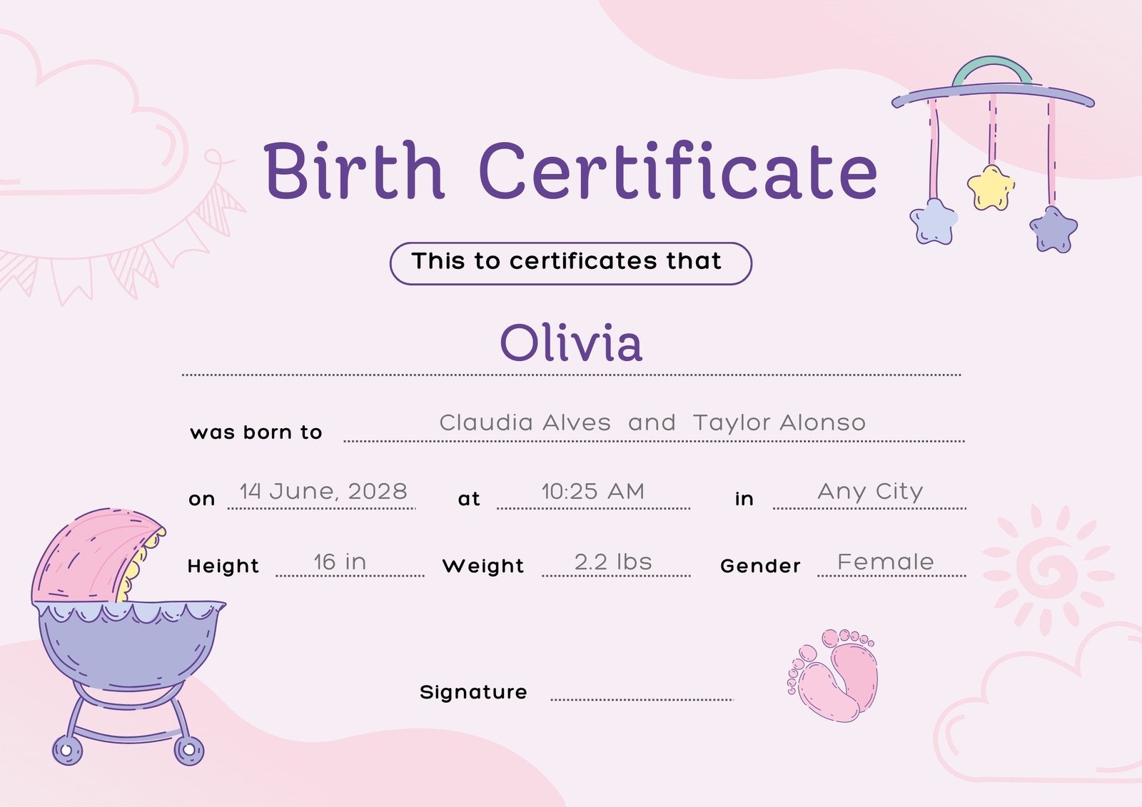Printable Fake Birth Certificate Free