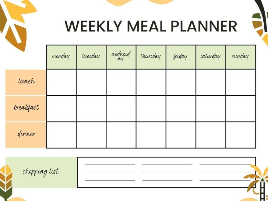 Free Printable Customizable Monthly Menu Templates Canva
