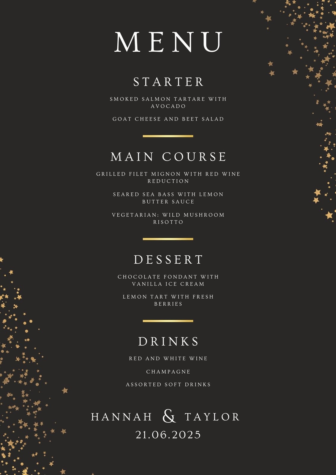 Free Printable Customizable Wedding Menu Templates Canva