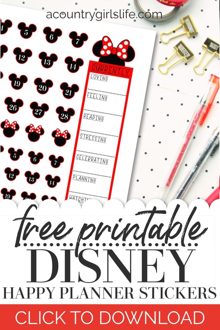 FREE Printable Disney Planner Stickers For Happy Planner Erin Condren Or ANY Planner 