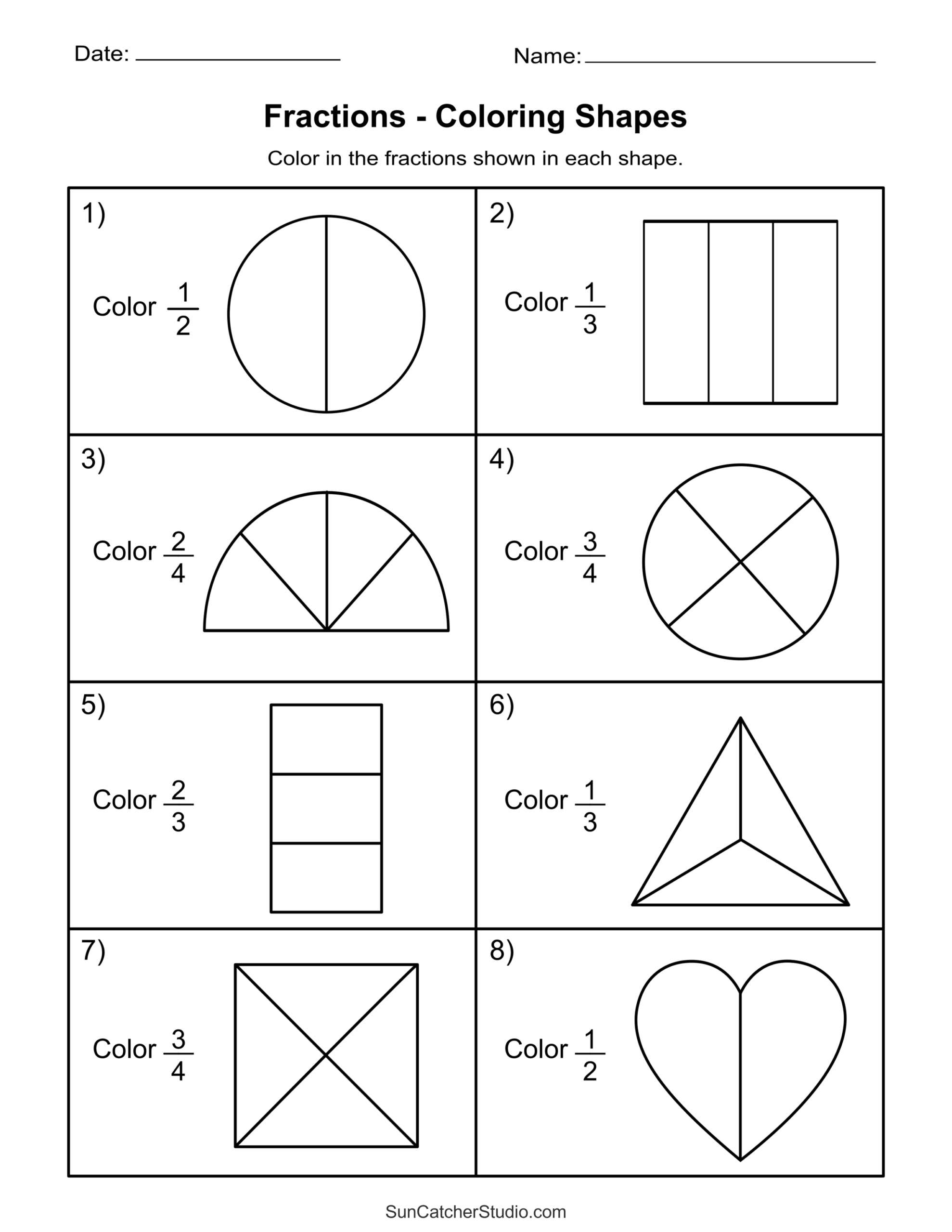 Fraction Printable Worksheets For Grade 3