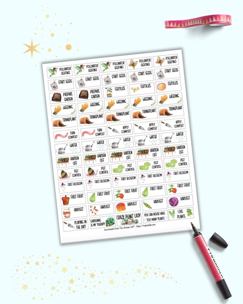 Free Printable Garden Planner Stickers turn Your Everyday Planner Into A Garden Planner The Artisan Life