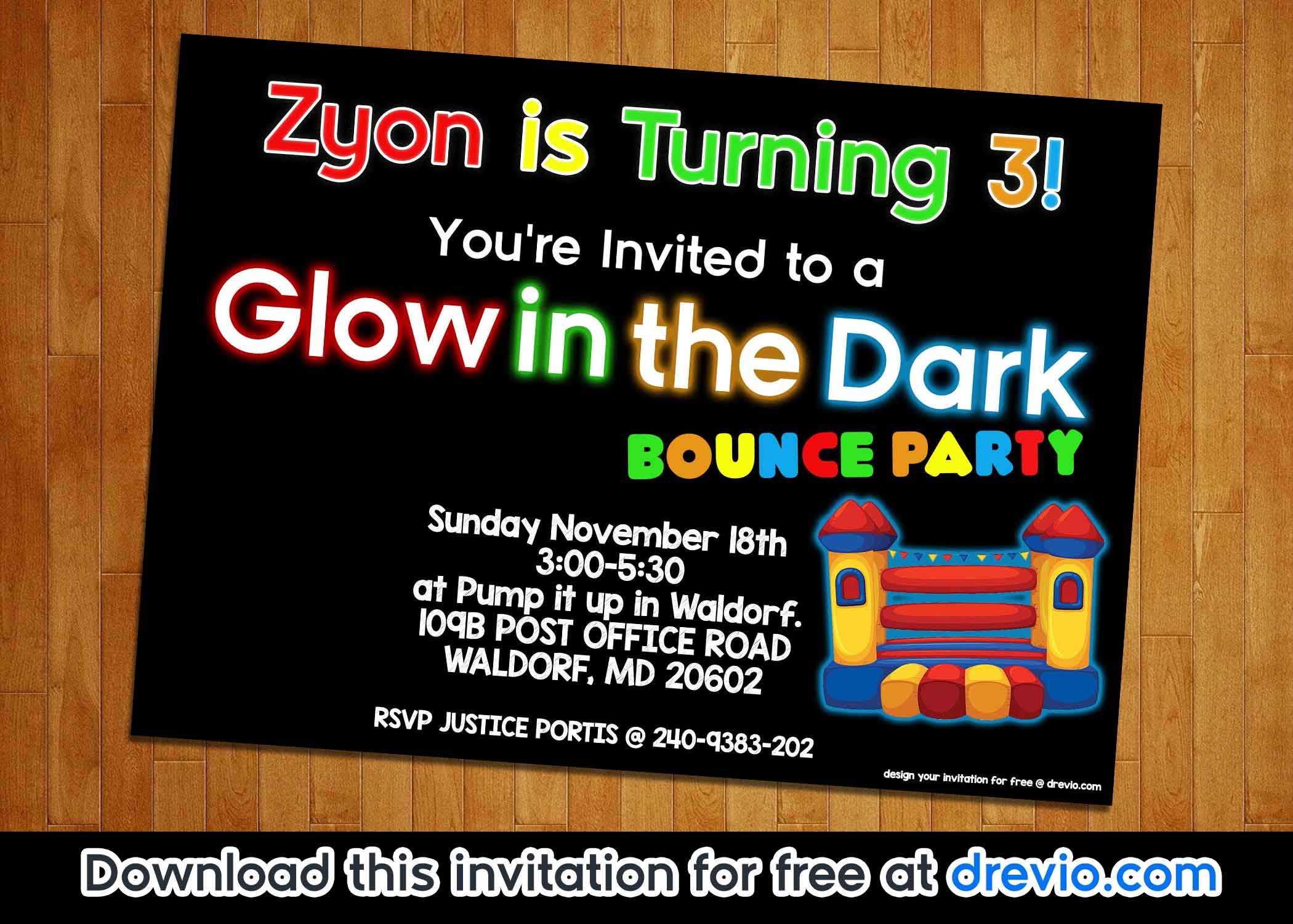 Free Printable Glow In The Dark Birthday Invitations