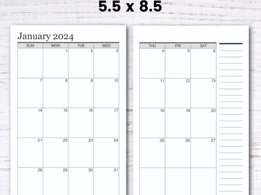 Free Printable Half Size 2024 Calendar Krafty Planner