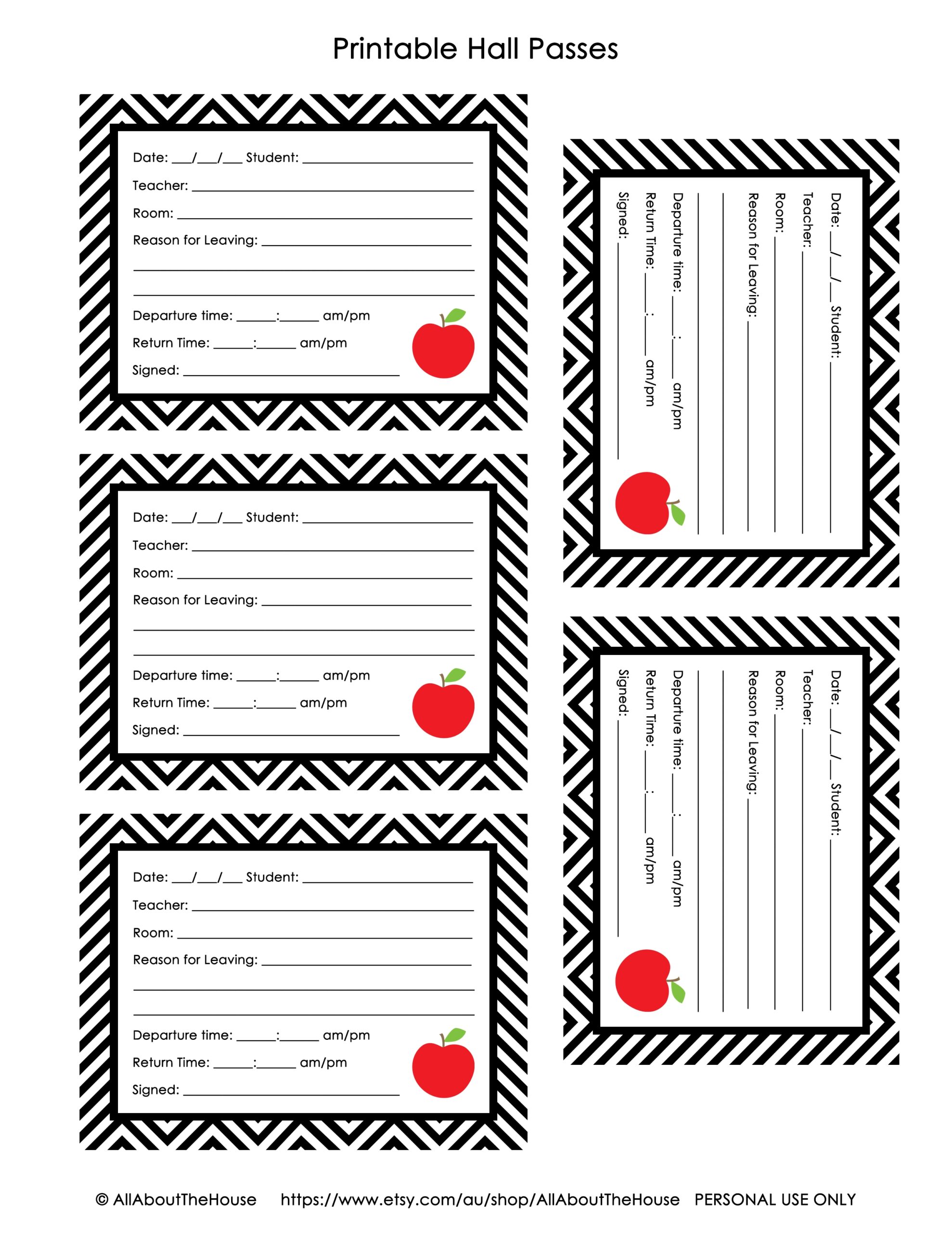 FREE Printable Hall Pass And Supply Alert Cards All About Planners
