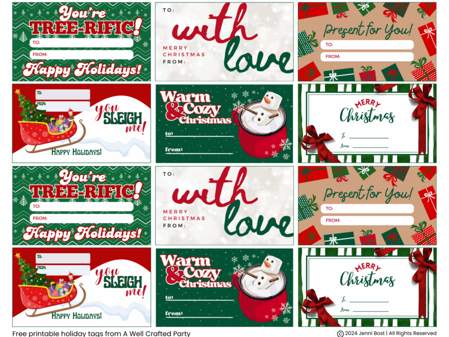 Free Printable Holiday Gift Tags A Well Crafted Party