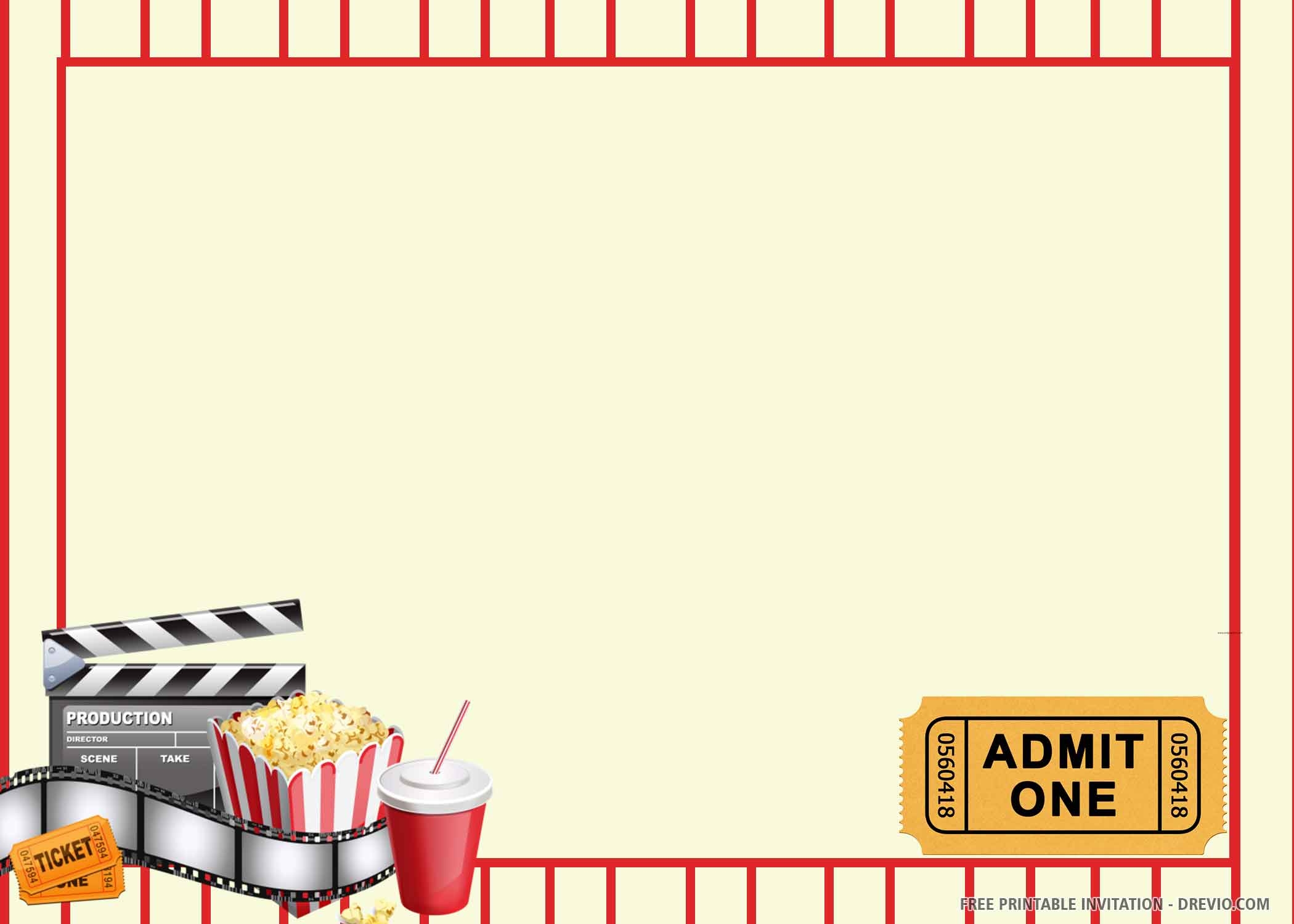 FREE PRINTABLE Movie Ticket Birthday Invitation Template Worksheets Library