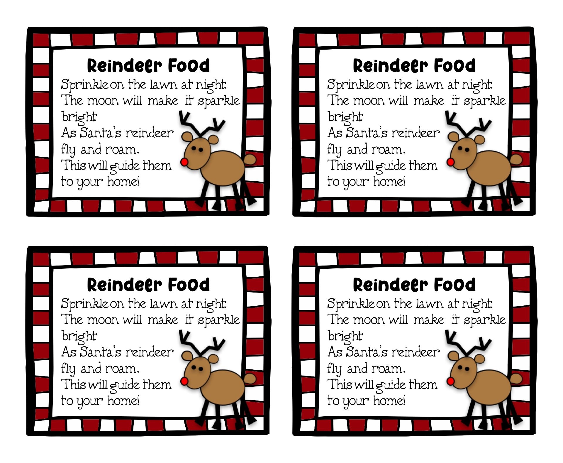 Free Reindeer Food Printable Tags Printable Party Favors