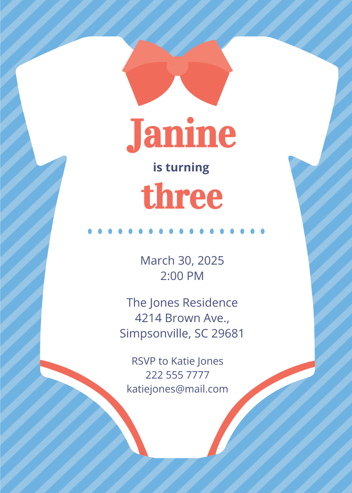 Free Sample Onesie Invitation Template To Edit Online