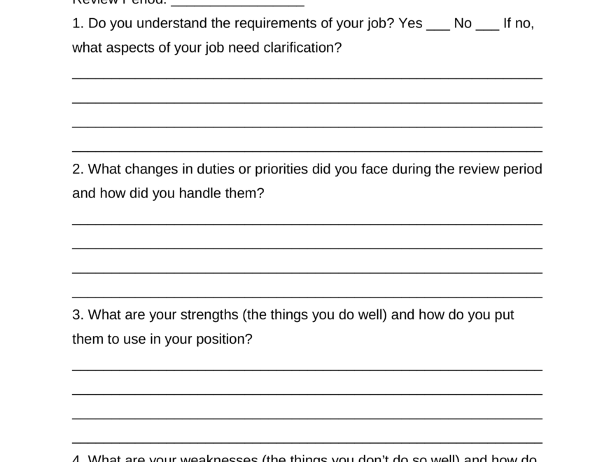 Free Self Evaluation Employee Form PDF Word EForms