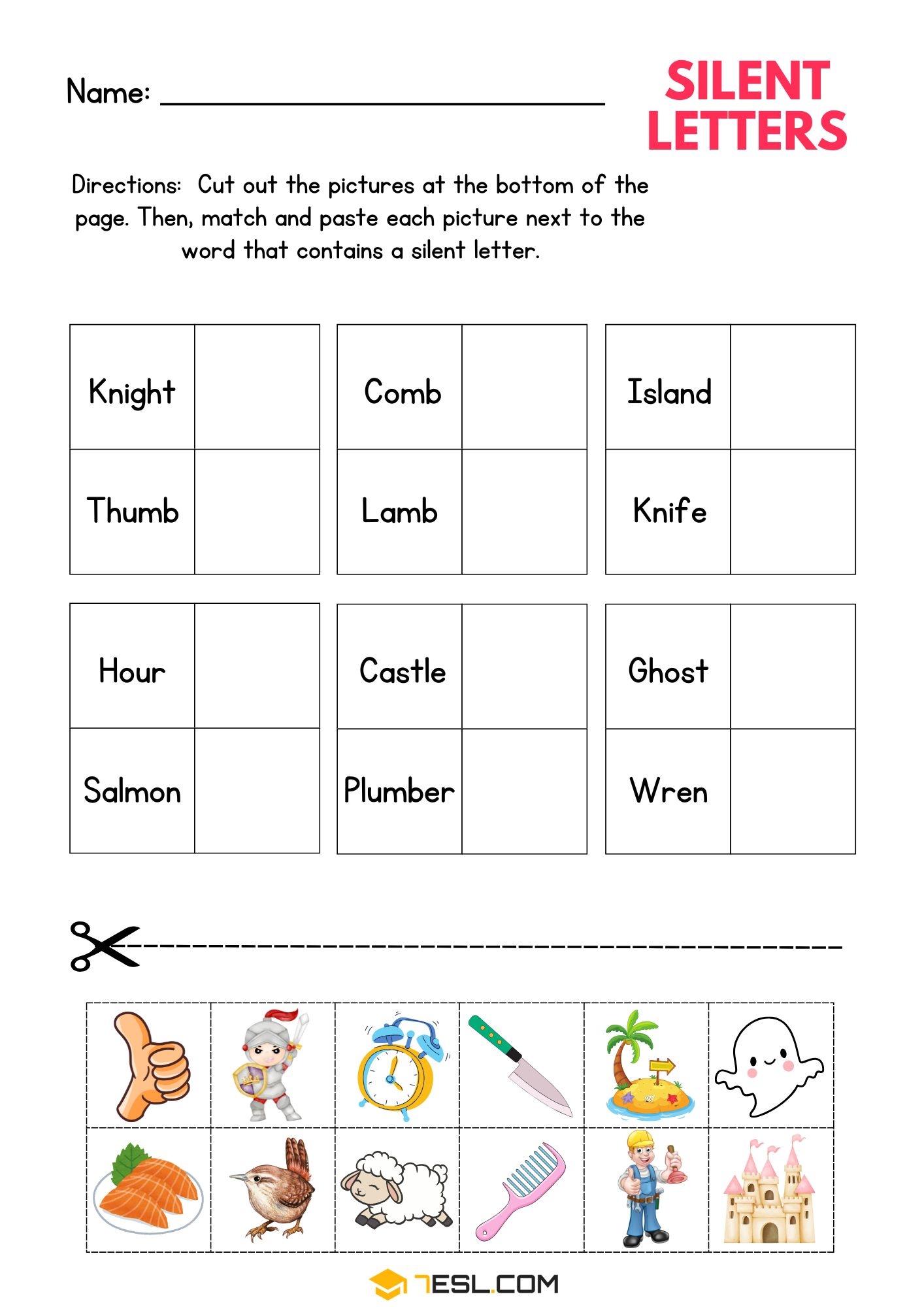 Free Printable Silent Letter Worksheets