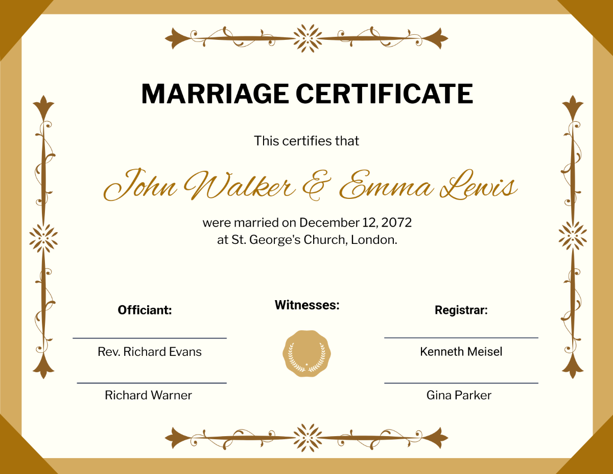 Free Printable Marriage Certificate Download