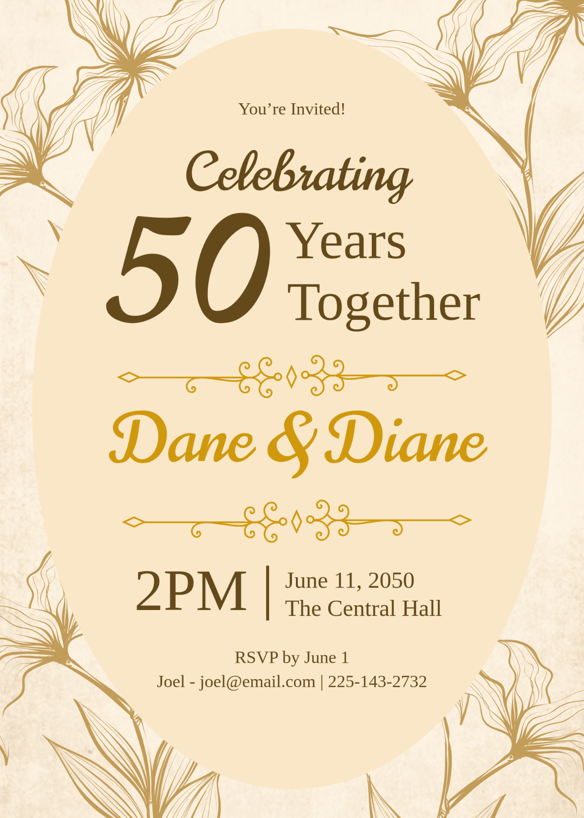Free Spanish 50th Anniversary Invitation Template To Edit Online
