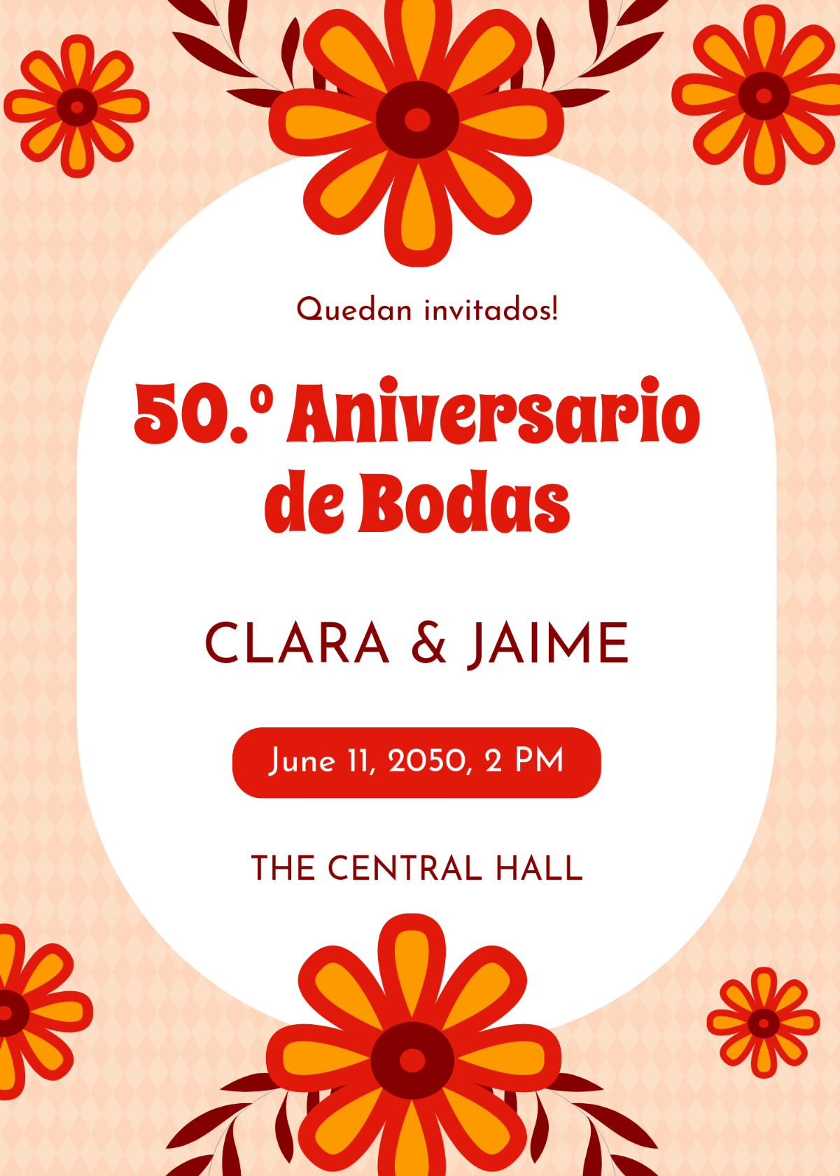 Free Spanish 50th Anniversary Invitation Template To Edit Online