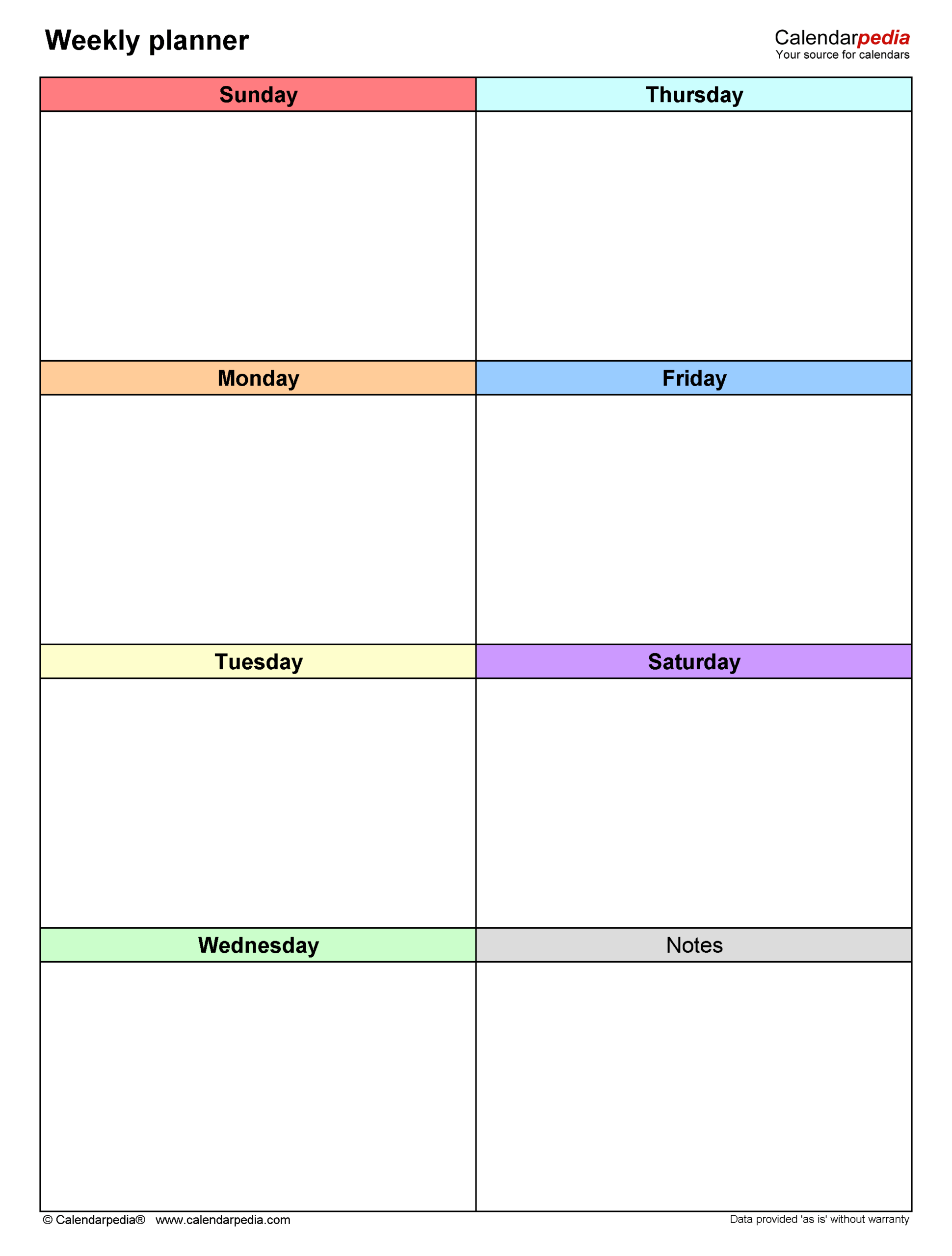 Free Weekly Planners In PDF Format 20 Templates