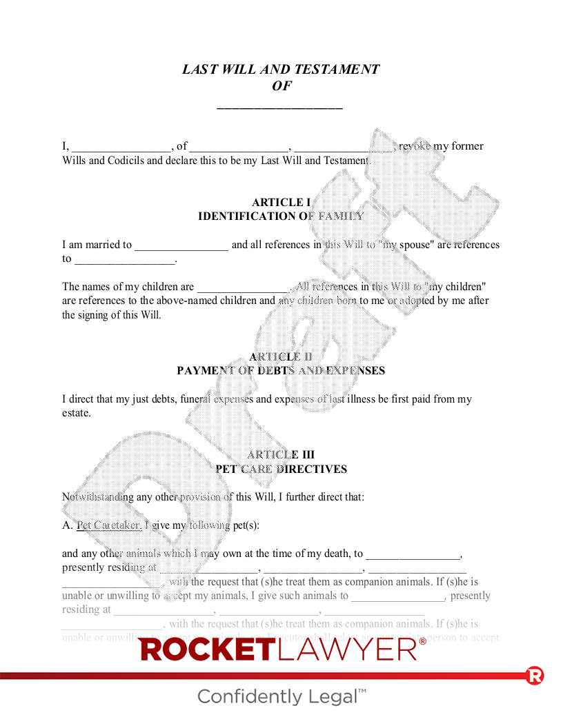 California Pet Trust Form Printable