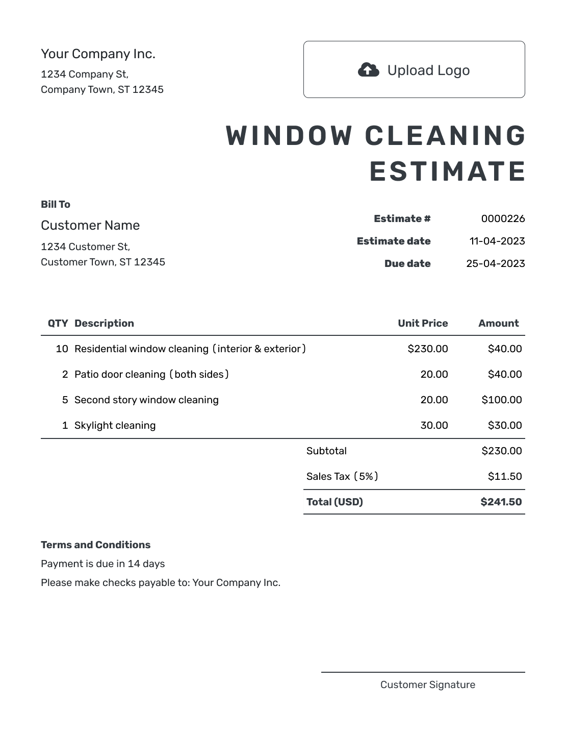 Free Window Cleaning Estimate Template Docelf
