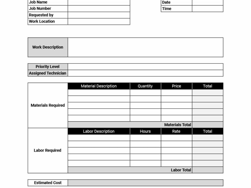 Free Work Order Templates Download Print In PDF Office GDocs