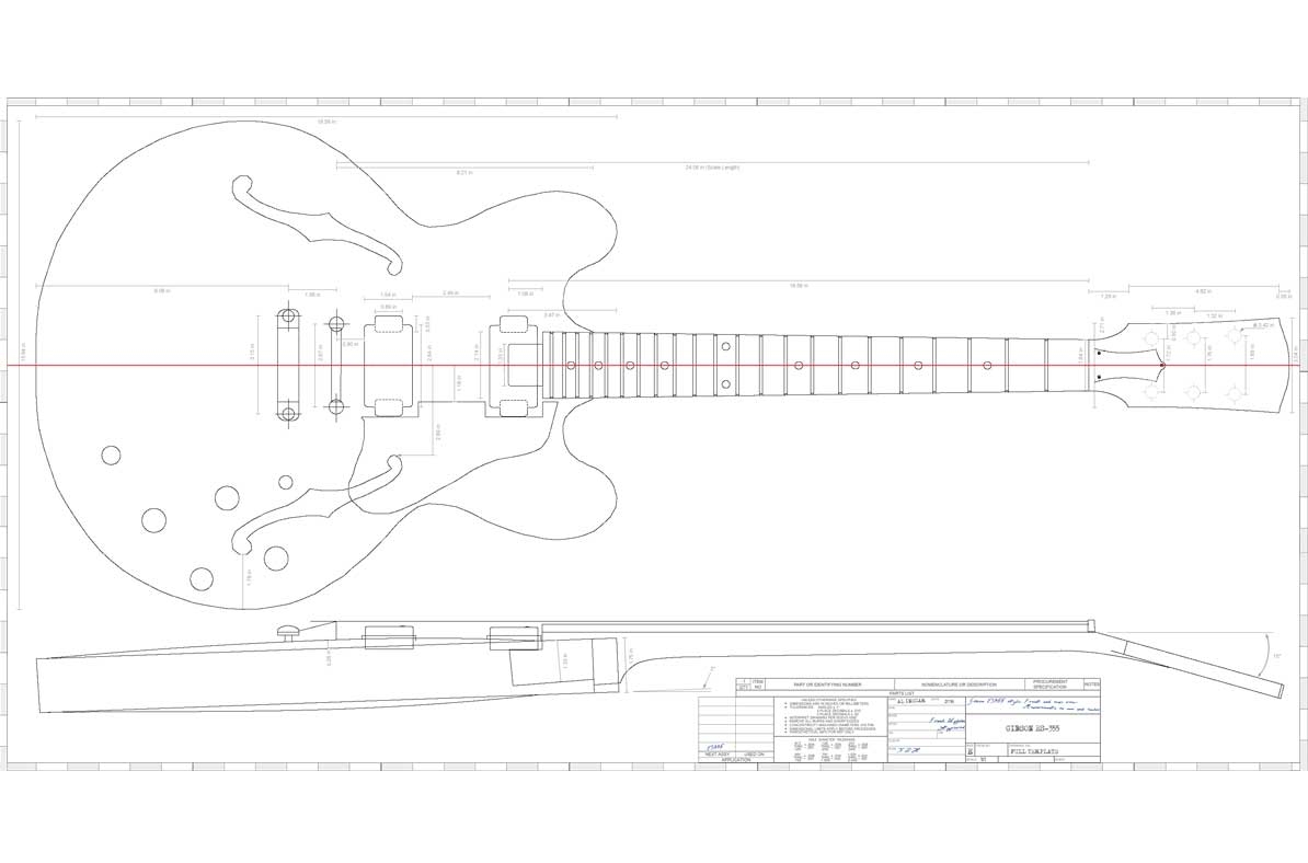 Gibson ES 335 Guitar Templates Electric Herald
