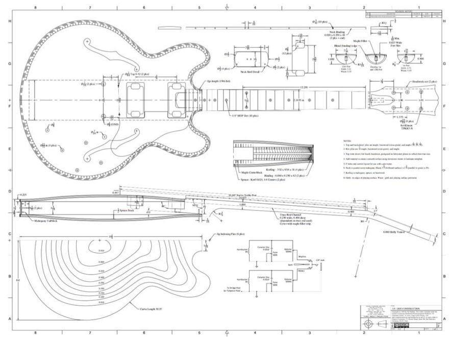 Gibson ES 335 Guitar Templates Electric Herald